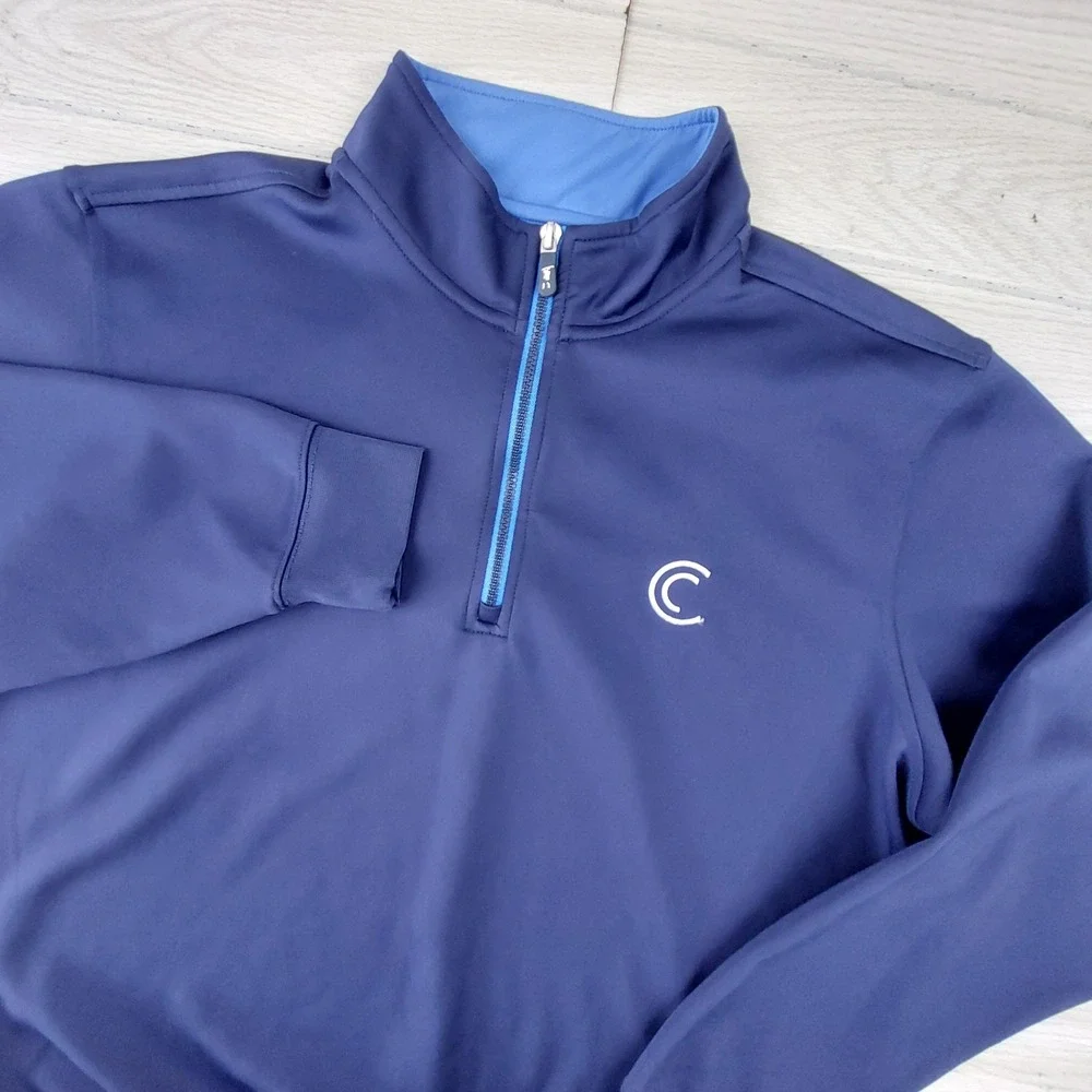 Fairway & Greene Quarter Zip Pullover Mens XL Navy Blue Tech Stretch Golf CLEAR